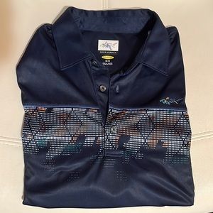 Greg Norman Play Dry Navy Blue Short Sleeve Golf Polo Shirt Size Medium